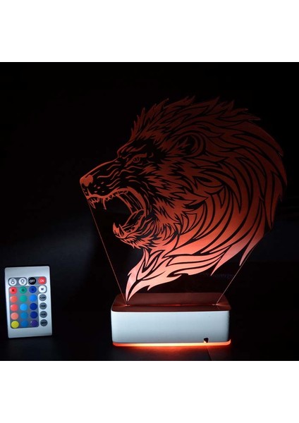 Özel Tasarım Fantastik Kızgın Aslan 3D 16 Renk Dekoratif LED Lamba fırsatları