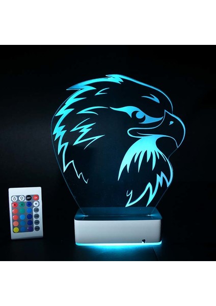 Özel Tasarım Kara Kartal 3D 16 Renk Dekoratif LED Gece Lambası