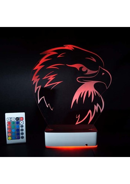Özel Tasarım Kara Kartal 3D 16 Renk Dekoratif LED Gece Lambası