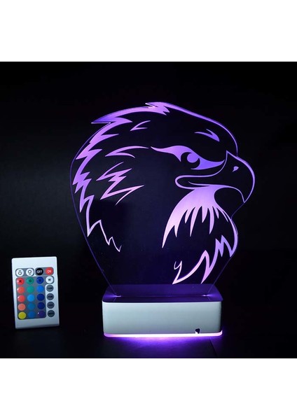 Özel Tasarım Kara Kartal 3D 16 Renk Dekoratif LED Gece Lambası