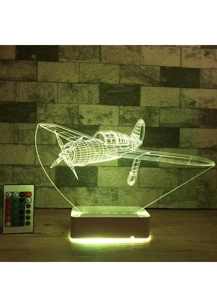 Özel Tasarım Pırpır Uçak 3D 16 Renk Dekoratif LED Lamba