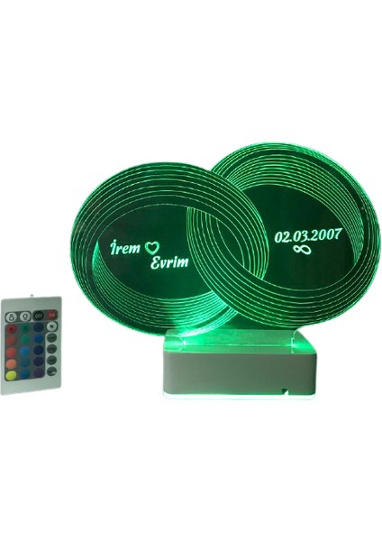 Sevgiliye Özel 3D Alyans Nişan Yüzükleri 16 Renk Dekoratif LED Lamba