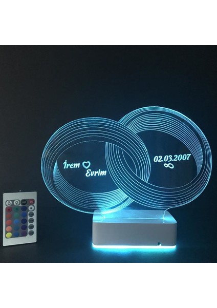 Sevgiliye Özel 3D Alyans Nişan Yüzükleri 16 Renk Dekoratif LED Lamba fiyatları