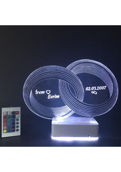 Sevgiliye Özel 3D Alyans Nişan Yüzükleri 16 Renk Dekoratif LED Lamba fırsatları