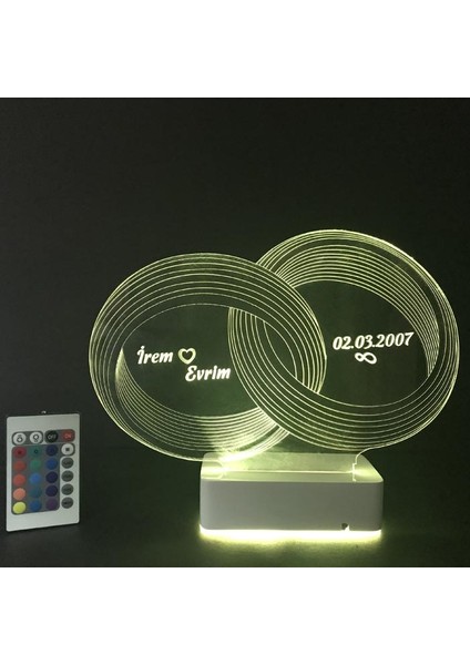 Sevgiliye Özel 3D Alyans Nişan Yüzükleri 16 Renk Dekoratif LED Lamba indirimleri