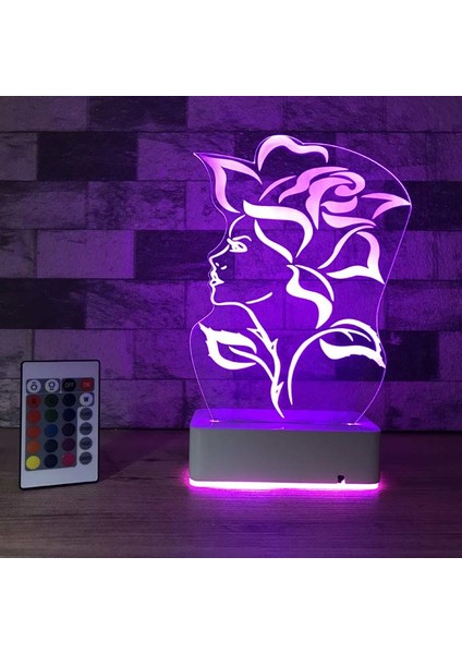 Özel Tasarım 3D Ilizyon Gül ve Kadın 16 Renk Dekoratif LED Lamba fiyatları