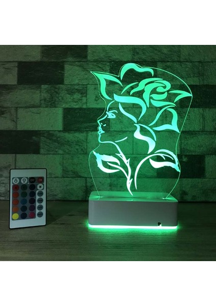 Özel Tasarım 3D Ilizyon Gül ve Kadın 16 Renk Dekoratif LED Lamba fırsatları