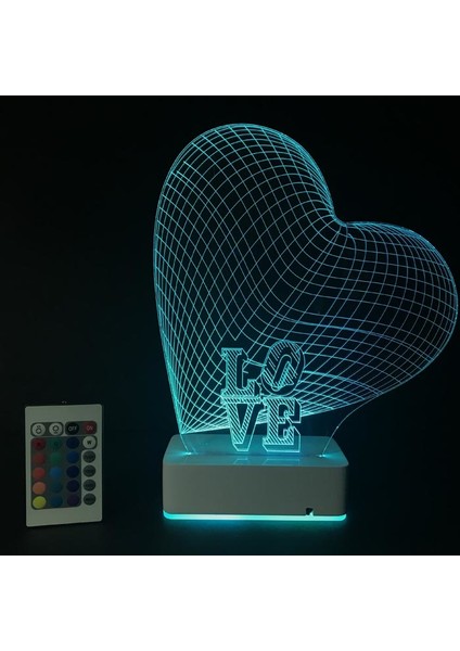 Özel Tasarım 3D 16 Renk Dekoratif Aşk LED Lamba