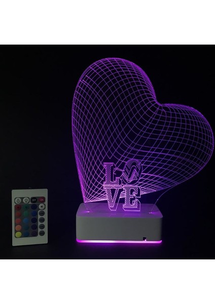 Özel Tasarım 3D 16 Renk Dekoratif Aşk LED Lamba