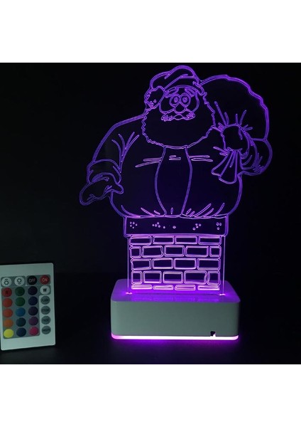Özel Tasarım 3D Noel Baba 16 Renk Dekoratif LED Lamba