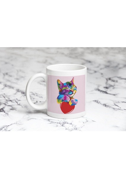 Kalpli Miyav Renkli Kupa Bardak