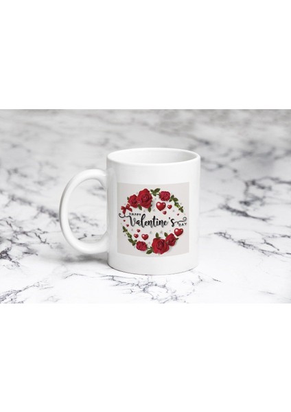 Valentine Kalpli Çember Kupa Bardak Kişiye Özel