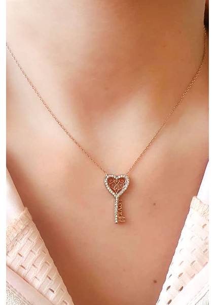 Love yazılı kalbimin anahtarısın aşk kolyesi