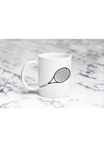 Tenis Raketi Kara Kalem Kupa Bardak