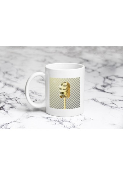 Altın Mikrofon Kupa Bardak