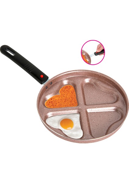 Redio Tak Çıkar Saplı Krep Kek Omlet Romantik Tava Rose Gold