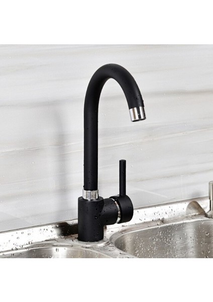 Mat Siyah Mix Mutfak - Banyo Eviye Bataryası Kuğu