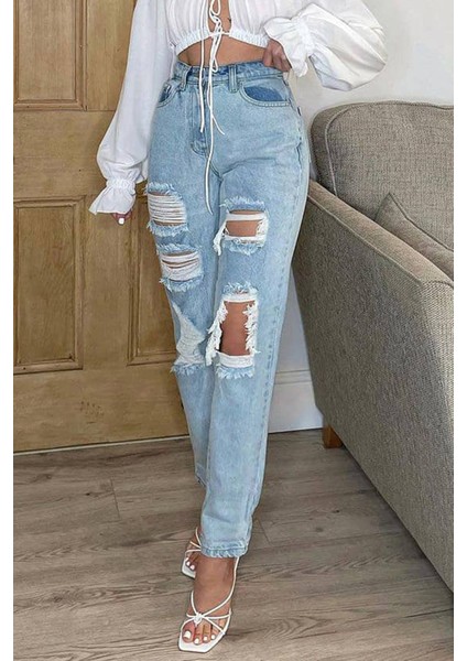 Mad Girls Mavi Yırtık Jean MG1150