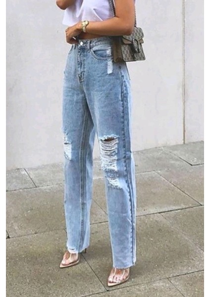 Mad Girls Mavi Yırtık Mom Jean MG1163 fiyatları