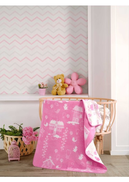 Pamuklu Bebek Battaniyesi 90 x 120 cm / Pembe