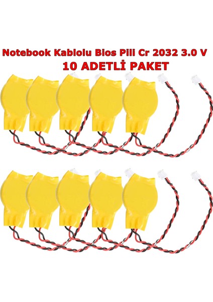 CR2032 Kablolu 3V Pil 10 Adet