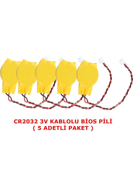 Cr CR2032 3V Kablolu Notebook Bios Pili Cmos Pili 5 Adet