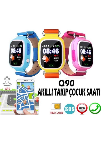 Q90-2021 Gps Takip Sım Kartlı Akıllı Çocuk Saati-Siyah