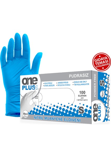 One Plus1 Mavi Nitril Pudrasız Eldiveni 100'LÜ (S)