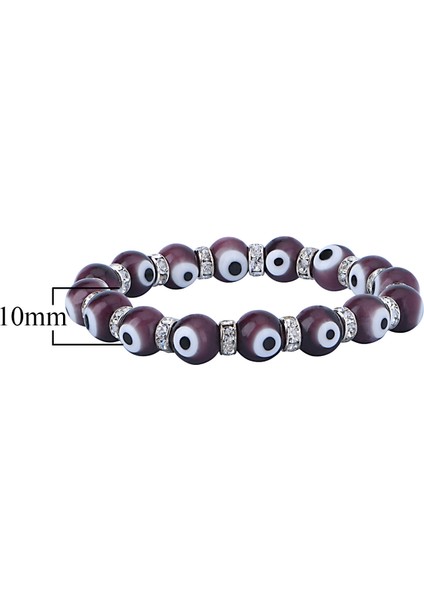 Stretch 10 mm Koyu Mor Renk Nazar Boncuklu Kristal Taşlı Rondel Bileklik