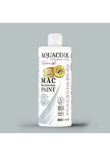 Trend M.a.c Hobi Boyası Su Bazlı Akrilik 500 ml 861 - Iskandinav Gri