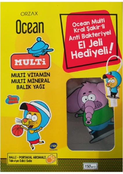 Ocean Multi Kral Şakir Ballı Portakal Aromalı 150 ml + Anti Bakteriyel El Jeli Hediyeli 30 ml