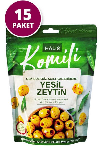 Acılı Karabiberli Yeşil Zeytin 15X170G