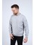 Erkek Gri Deri ve Kapitone Detaylı Slim Fit Sweatshirt 1
