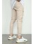 Regular Gabardin Ön Cepli Bel-Paça Lastikli Krem Pantolon 4