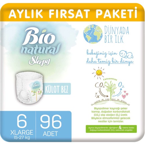 Sleepy Bio Natural Aylık Fırsat Paketi Külot Bez 6 Numara Xlarge 96'lı