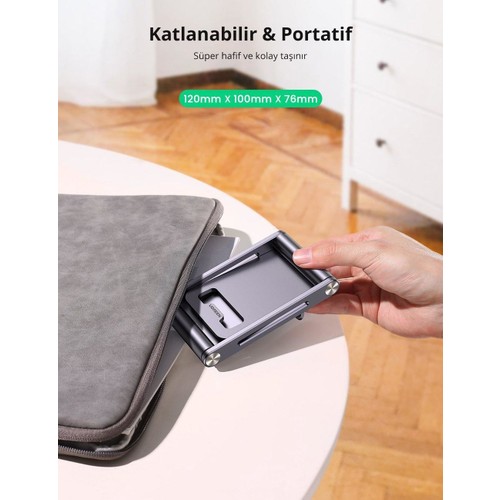 UGREEN Ayarlanabilir Metal Telefon Tutucu Standı, Uzay Grisi - 80708