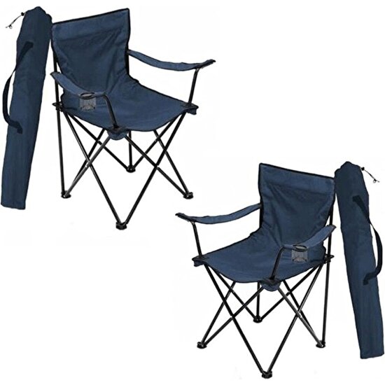 Bofigo 2 Adet Kamp Sandalyesi Bahçe Sandalyesi Piknik Sandalyesi Katlanır Çantalı Kamp Sandalyesi Mavi