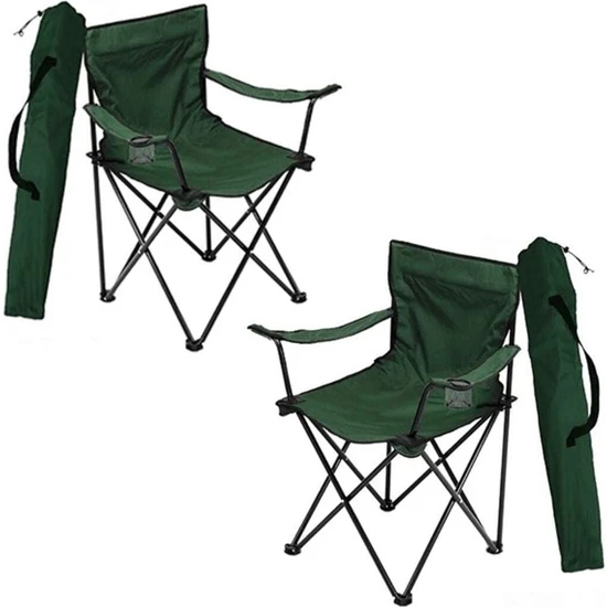 Bofigo 2 Adet Kamp Sandalyesi Bahçe Sandalyesi Piknik Sandalyesi Katlanır Çantalı Kamp Sandalyesi Yeşil