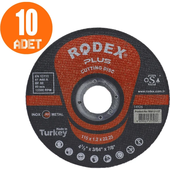 Rodex Spiral Taşlama Inox Metal Kesici Taş Diski 115 x 1.2 mm  10 Adet