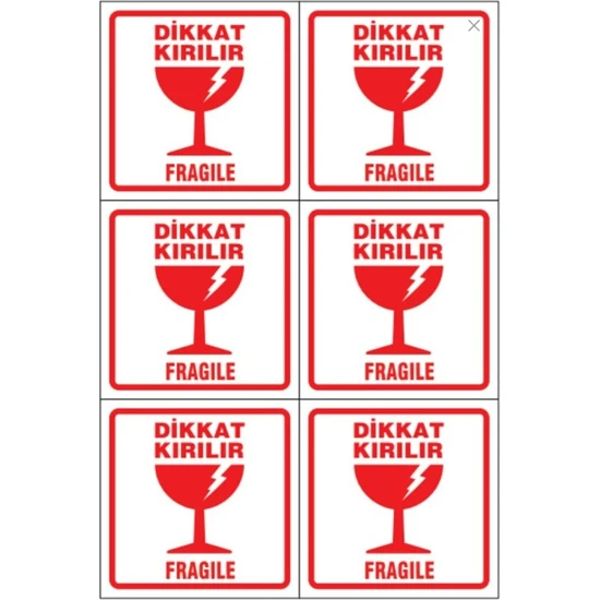 Bu Etiket Dikkat Kırılır Etiketi 10X10 cm 500 Adet Kuşe Etiket