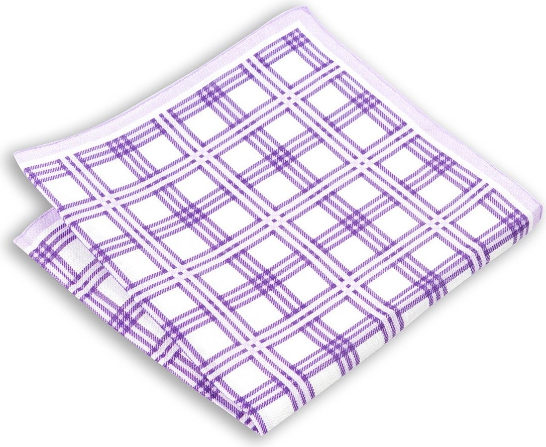 1001 Kravat Büyük Kare Desenli Mavi Renkli 33X33 cm Ölçülerinde Keten Cep Mendili