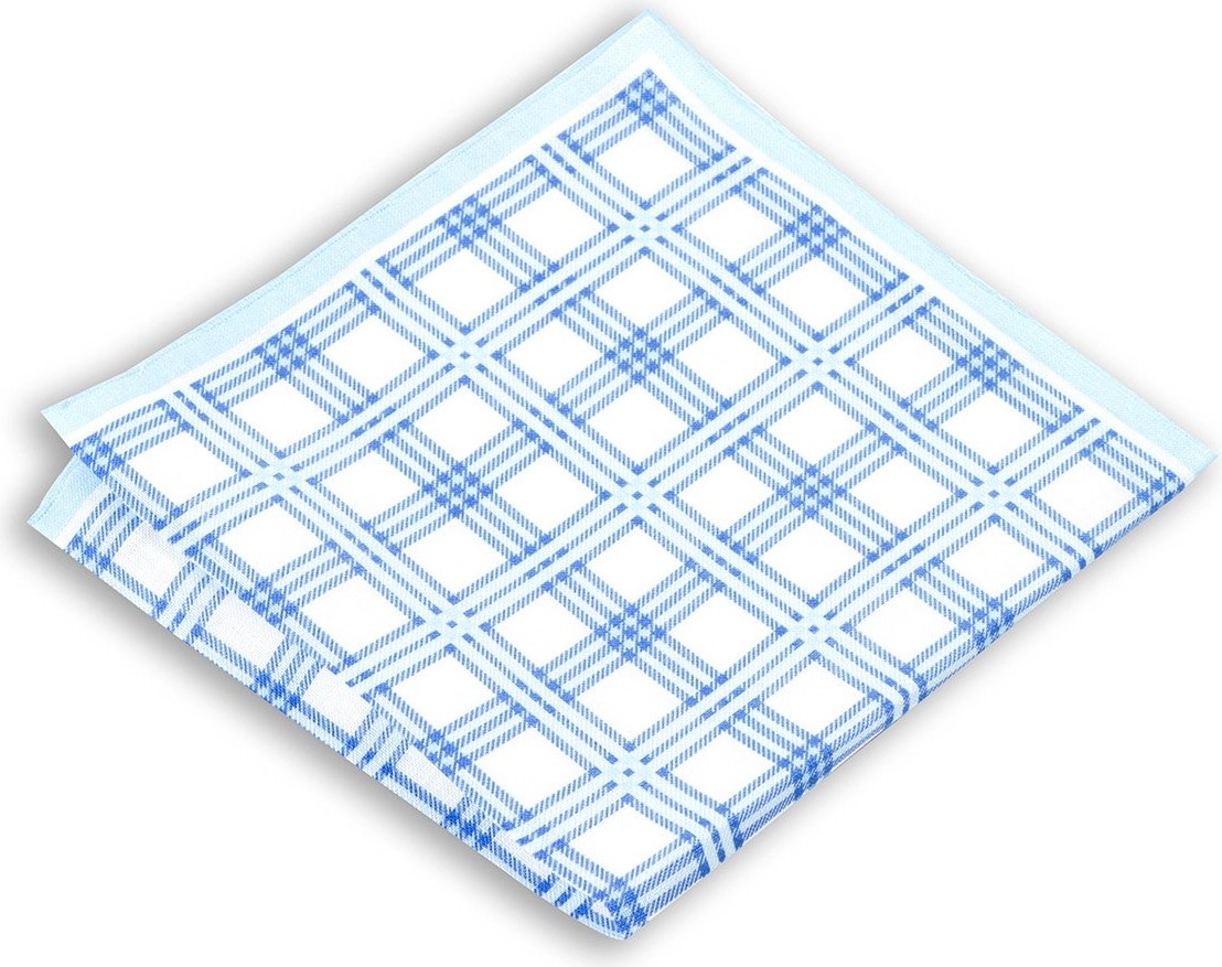 1001 Kravat Büyük Kare Desenli Mavi Renkli 33X33 cm Ölçülerinde Keten Cep Mendili görsel 3