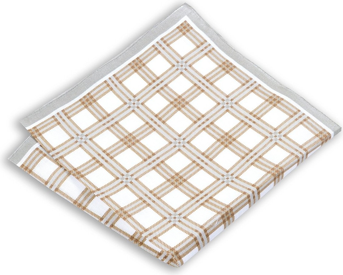 1001 Kravat Büyük Kare Desenli Mavi Renkli 33X33 cm Ölçülerinde Keten Cep Mendili