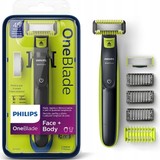 Philips OneBlade QP2824/10 Yüz ve Vücut Hibrit Tıraş Makinesi,Yedek Bıçak Hediyeli, USB-A Sarjlı, Islak/Kuru Kullanım,1mm-3mm-5mm Kirli Sakal Tarakları,Hassas Bölge Başlığı,Vücut Başlığı