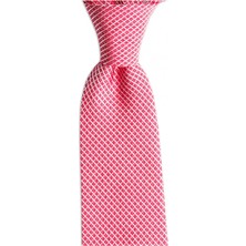 1001 Kravat Somon Rengi Desenli 8 cm Genişliğinde Ipek Kravat