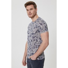 Lee Cooper Bisiklet Yaka Desenli Mavi Erkek T-Shirt