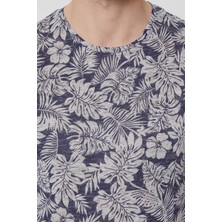 Lee Cooper Bisiklet Yaka Desenli Mavi Erkek T-Shirt
