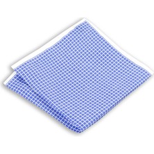 1001 Kravat Mavi Renkli Kare Desenli 33X33 cm Ölçülerinde Keten Cep Mendili