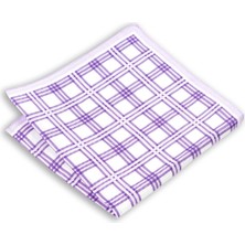 1001 Kravat Büyük Kare Desenli Lila Renkli 33X33 cm Ölçülerinde Keten Cep Mendili