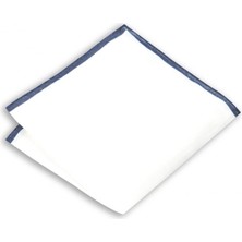 1001 Kravat Lacivert Kenar Çizgili 33X33 cm Ölçülerinde Keten Cep Mendili